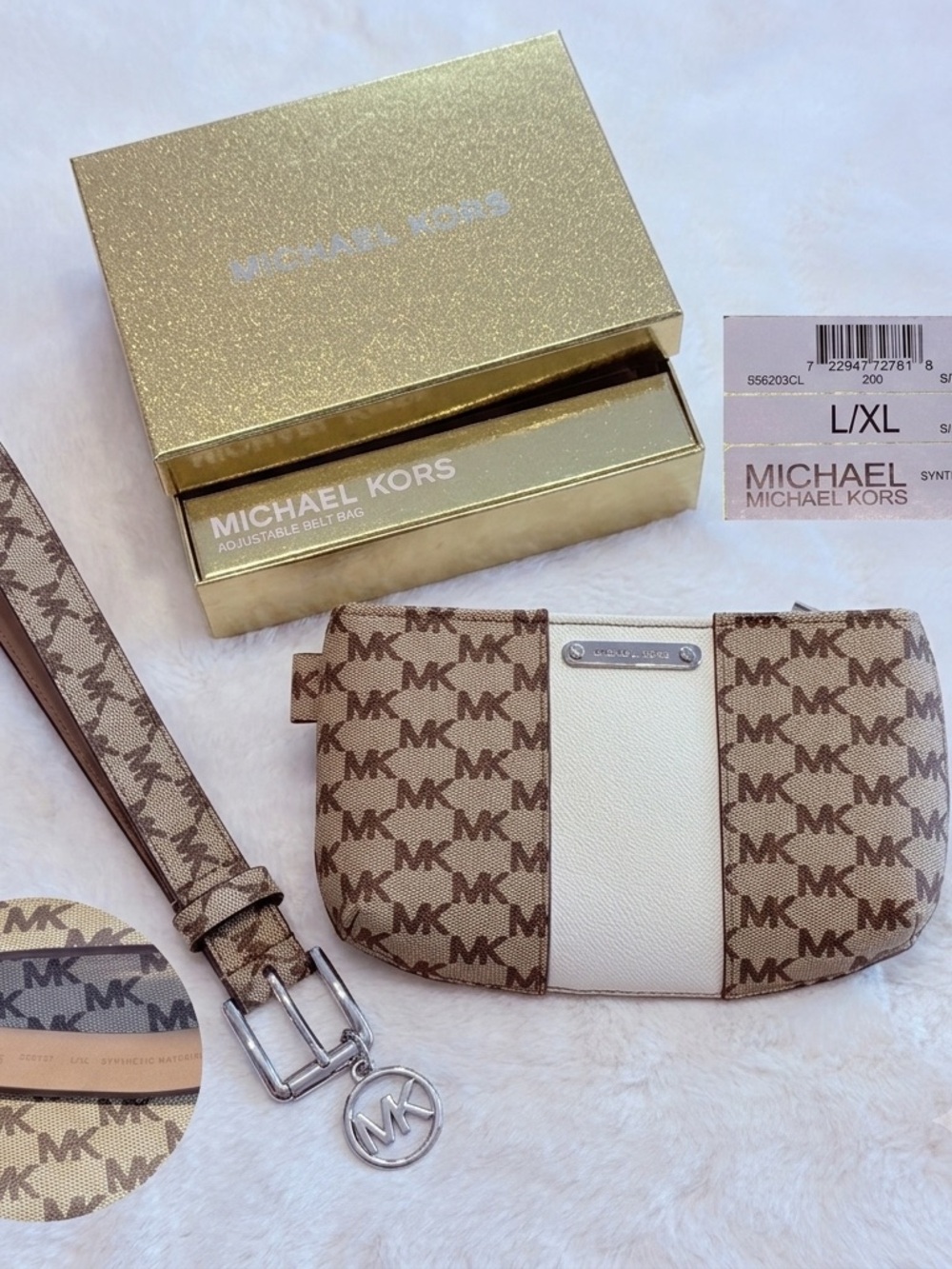 Michael Kors Brown & Cream MK Monogram Belt Bag